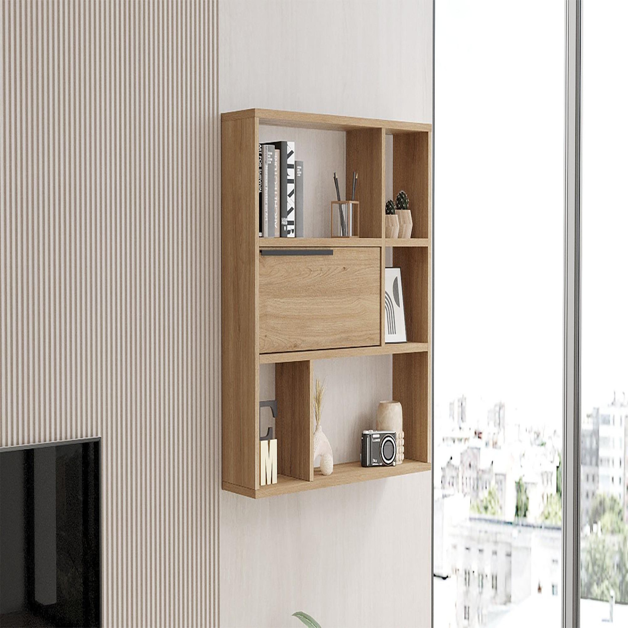Voir la diapositive 2 : Habitat et Jardin Étagère murale en bois  calvin  - 90 x 22 x 81 cm - marron