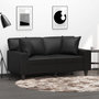 Voir la diapositive 1 : VIDAXL Canape 2 places avec oreillers decoratifs noir 120cm similicuir