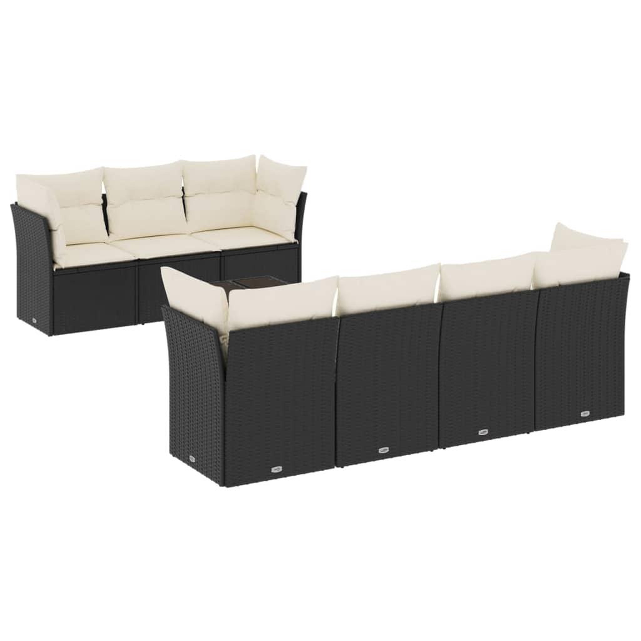 Voir la diapositive 2 : VIDAXL Salon de jardin 8 pcs avec coussins noir resine tressee