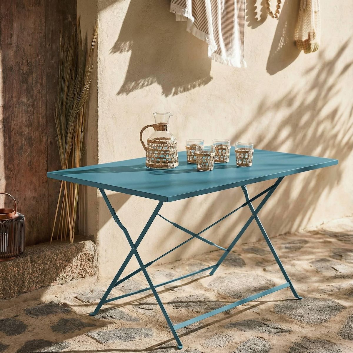 SWEEEK Table de jardin bistrot pliable - Emilia rectangle - Table rectangle 110x70cm en acier thermolaqué