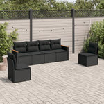 VIDAXL Salon de jardin 6 pcs avec coussins noir resine tressee