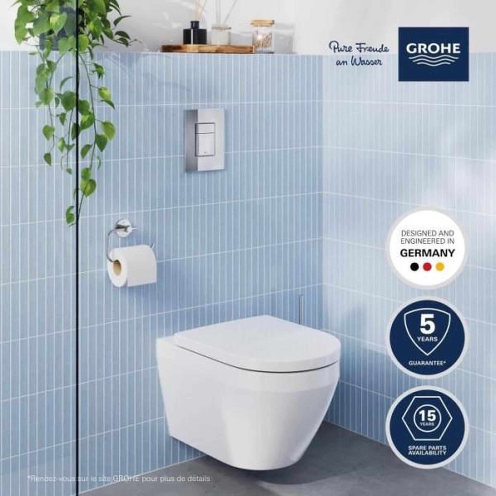 Voir la diapositive 2 : Grohe Ensemble wc suspendu compact - sortie horizontale - sans bride - grohe euro ceramic triple vortex (102 485 sh00)