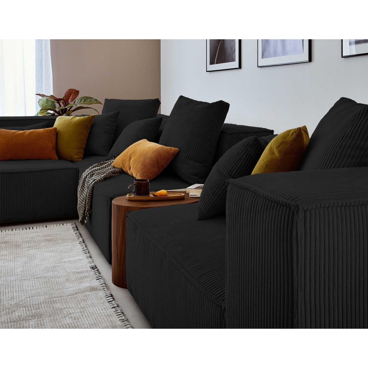 LISA DESIGN Colombine - canapé modulable d'angle gauche - 6 places - en velours côtelé