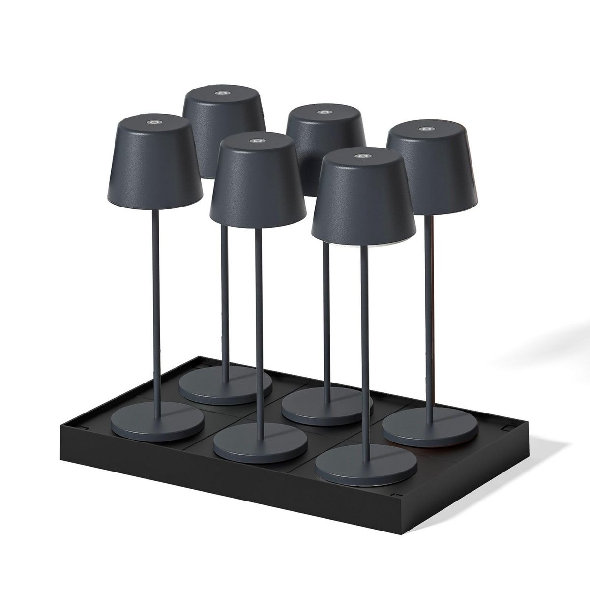 Lumisky 6 lampes LED avec plateau de chargement KELLY Gris Metal H38CM