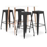 VIDAXL Ensemble de bar 5 pcs Blanc et noir