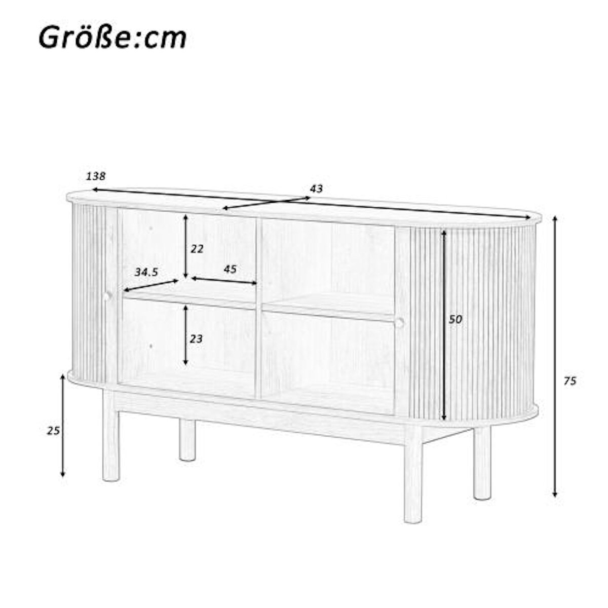 MERAX Buffet 2 porte(s) 0 tiroir(s) - 138 cm naturel mdf