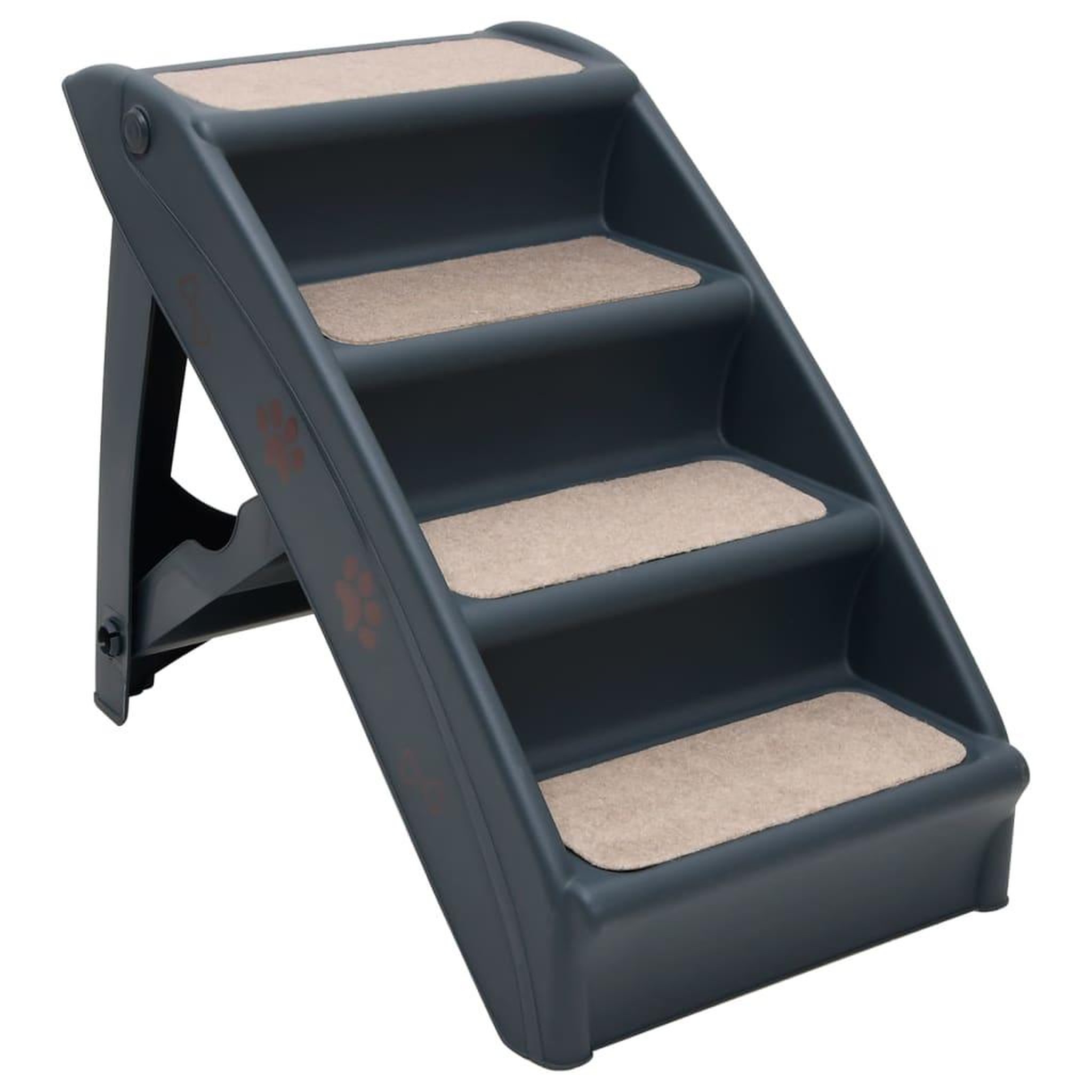 Voir la diapositive 2 : VIDAXL Escalier pliable a 4 marches pour chiens Gris fonce