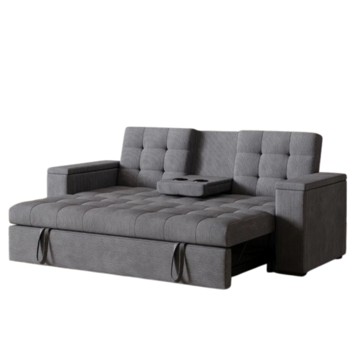 CONCEPT USINE Canapé 3 places convertible gris velours côtelé NOHO