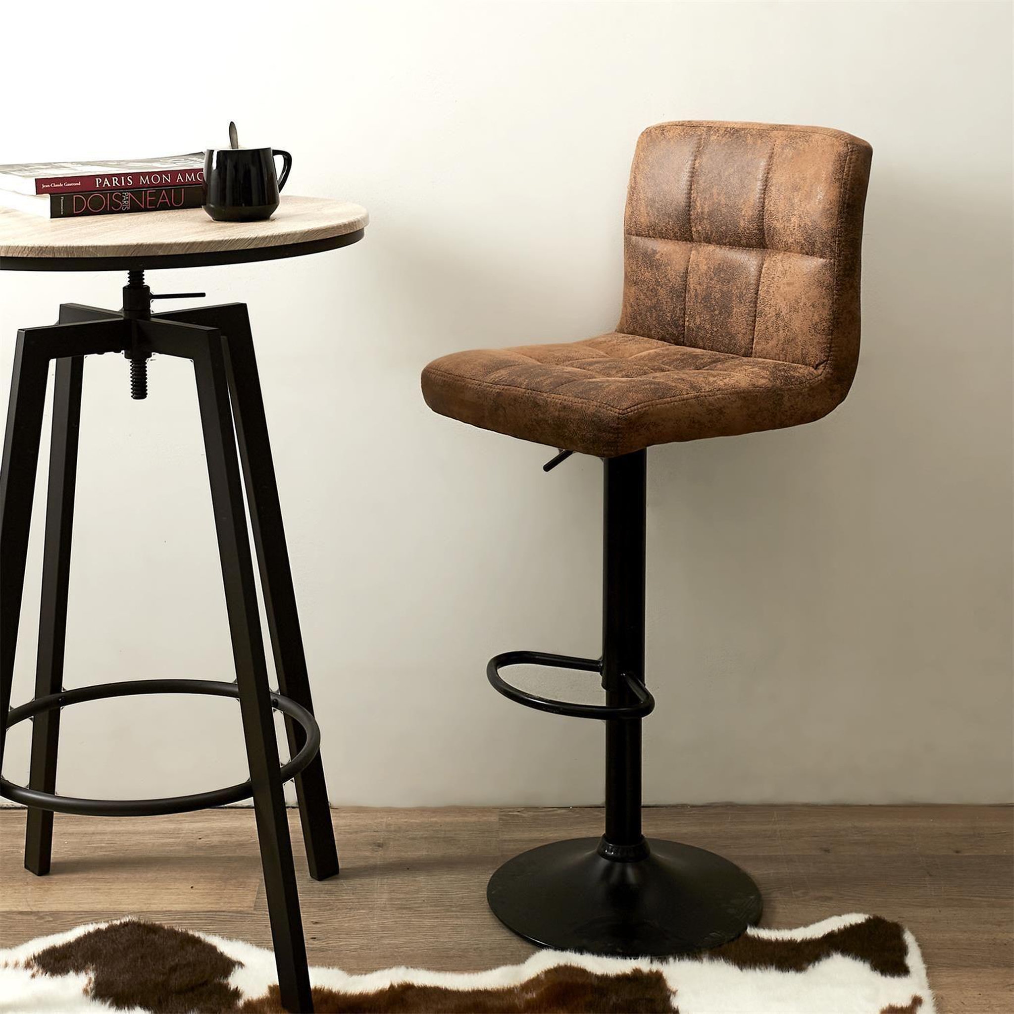 Voir la diapositive 2 : TOILINUX Lot de 2 chaises de bar réglables downtown - marron