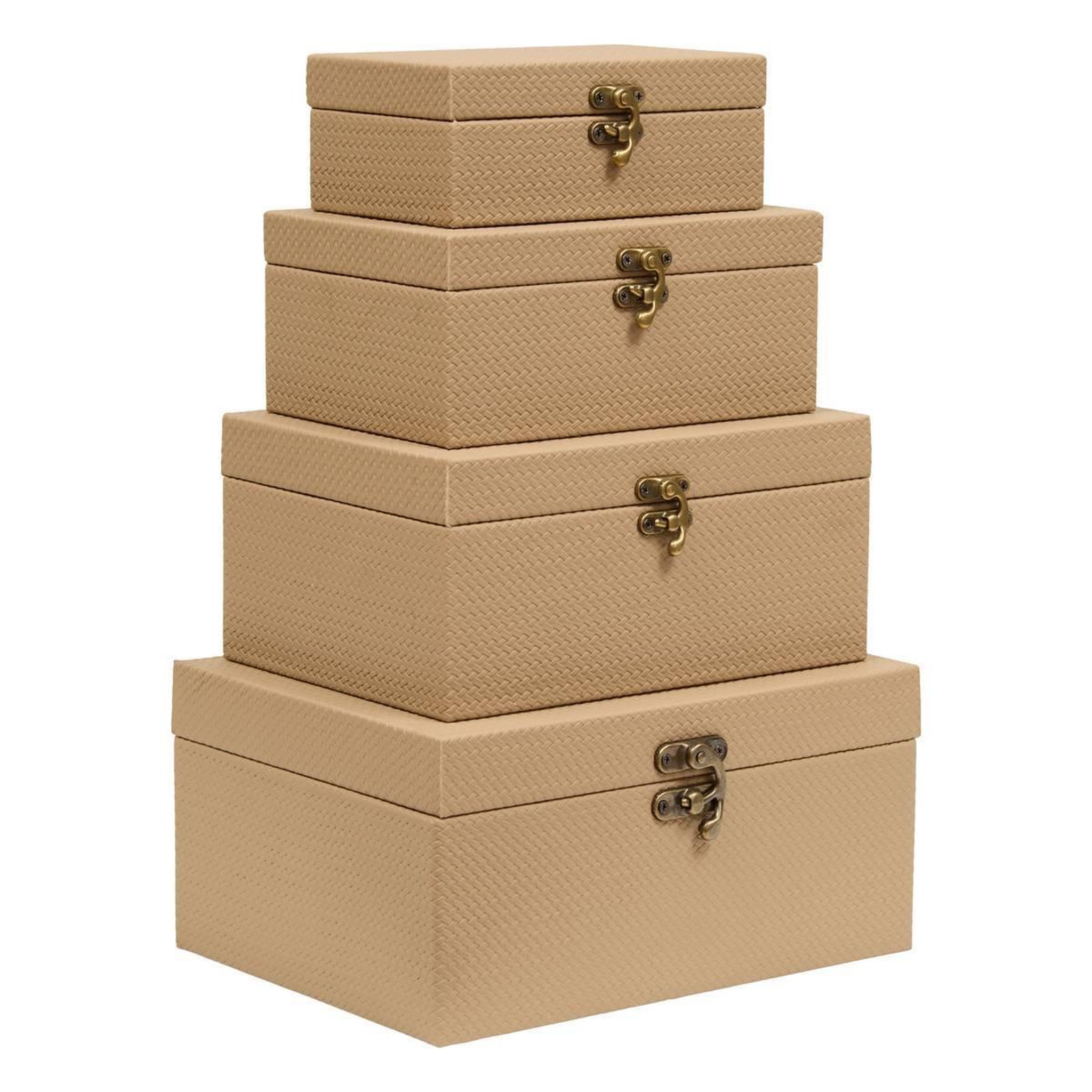 ATMOSPHERA Lot de 4 boîtes de rangement  bonie  25cm taupe