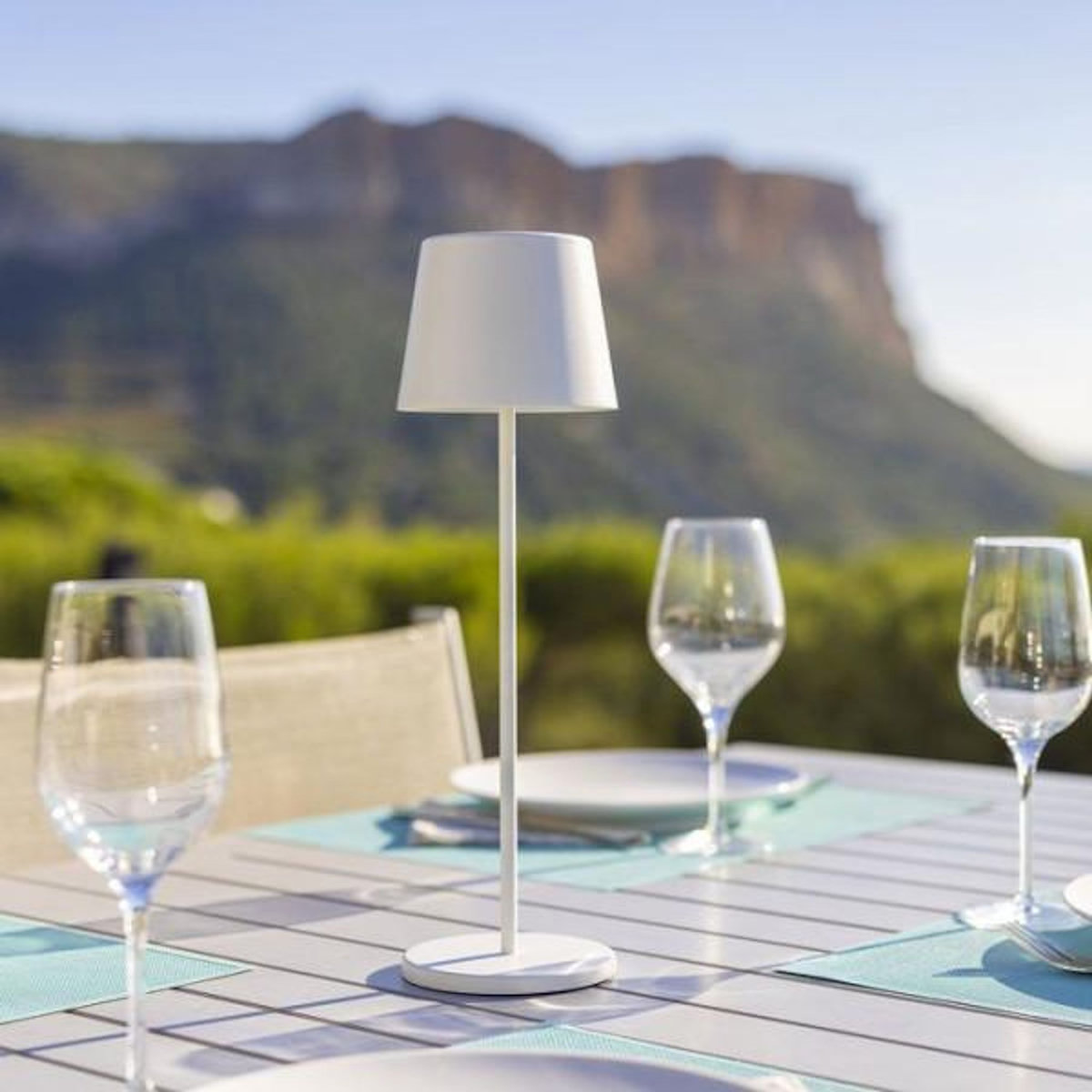 Lumisky Lampe de table sans fil - LUMISKY - KELLY WHITE - Aluminium blanc - LED blanc dimmable - Rechargeable - H38 cm