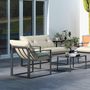 Voir la diapositive 5 : OUTSUNNY Salon de jardin 4 personnes - 4 pièces, 3 coussins - acier époxy noir polyester beige