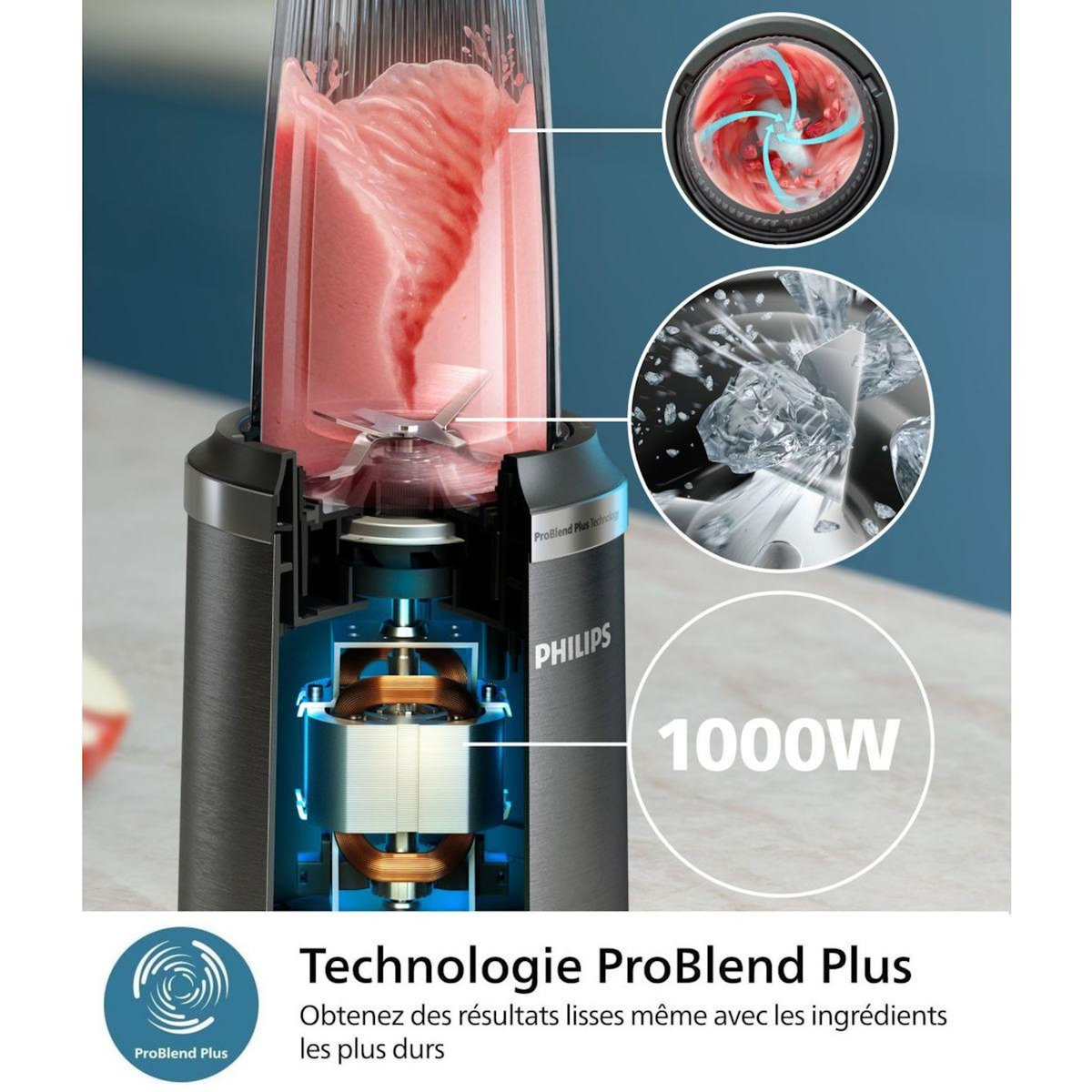 Philips Blender HR2766/00 Blender mixeur noir 0.7L+0.3L, 1000W