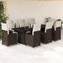 Voir la diapositive 1 : VIDAXL Ensemble de bistro de jardin 9 pcs coussins marron poly rotin