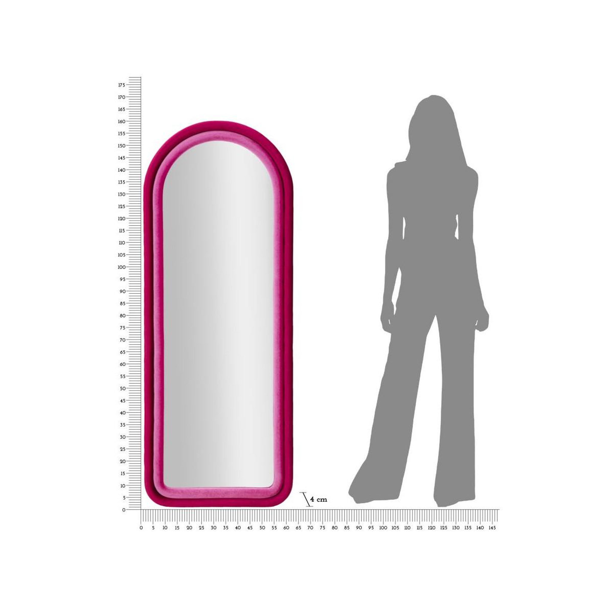 Voir la diapositive 6 : Paris Prix Miroir Mural en Velours  Chloé  160cm Fuchsia
