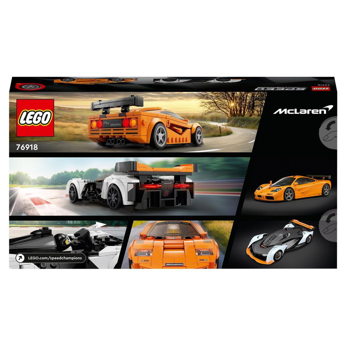 LEGO Speed Champions 76918 - McLaren Solus GT et McLaren F1 LM, Jouet de Contruction Voiture de Course, Kit de Maquette Hypercar