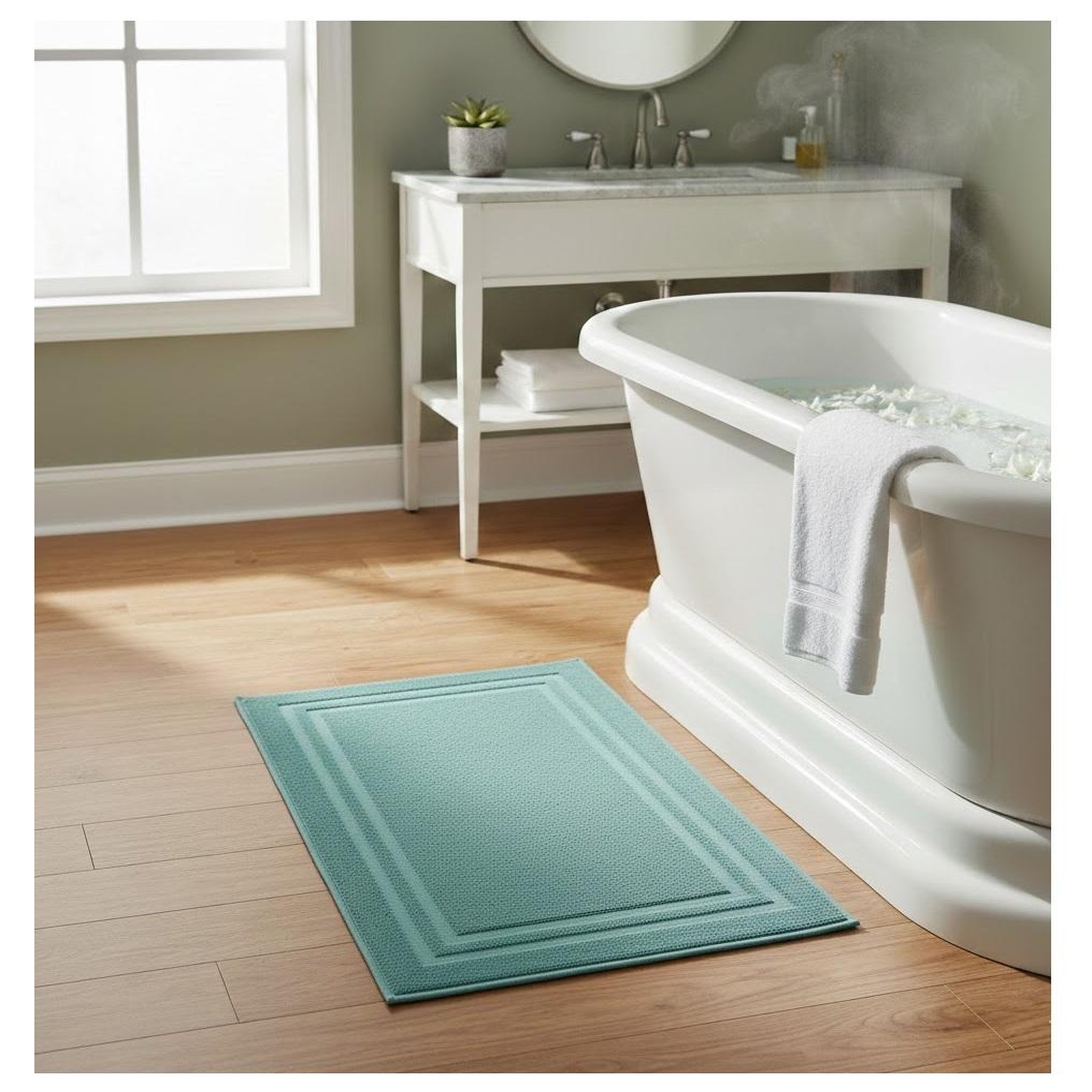 Voir la diapositive 2 : Eden Tapis de bain en coton lilas design et moderne