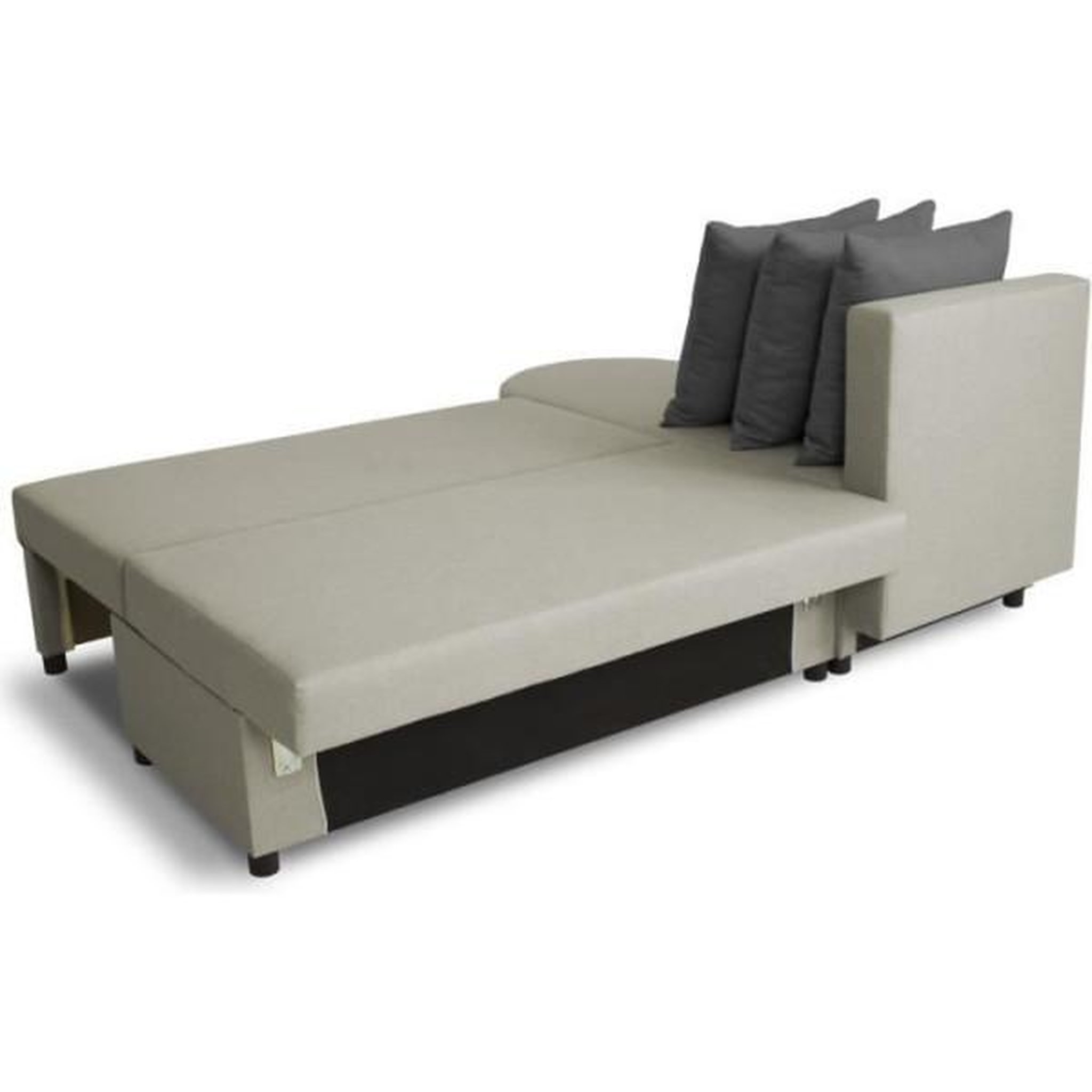 Voir la diapositive 5 : MARKET24 Canapé d'angle convertible réversible 3 places JEN - Tissu Gris - Style contemporain - L196 x H88 x P159 cm