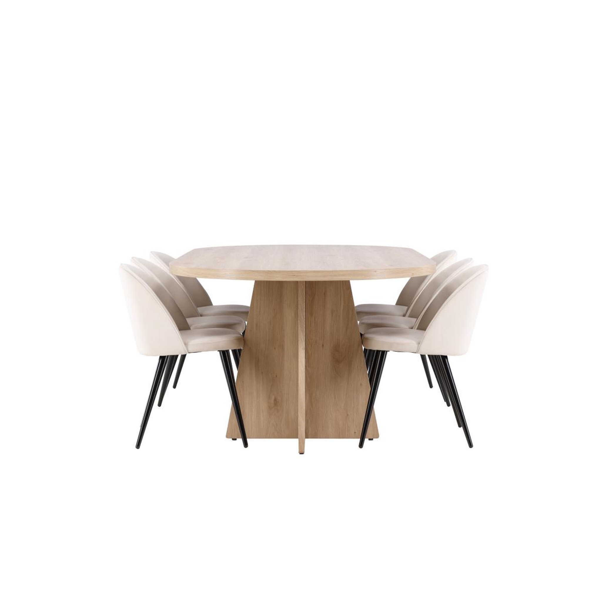 Voir la diapositive 3 : Paris Prix Ensemble table à manger & 6 chaises  bootcut & velvet   230cm naturel & beige