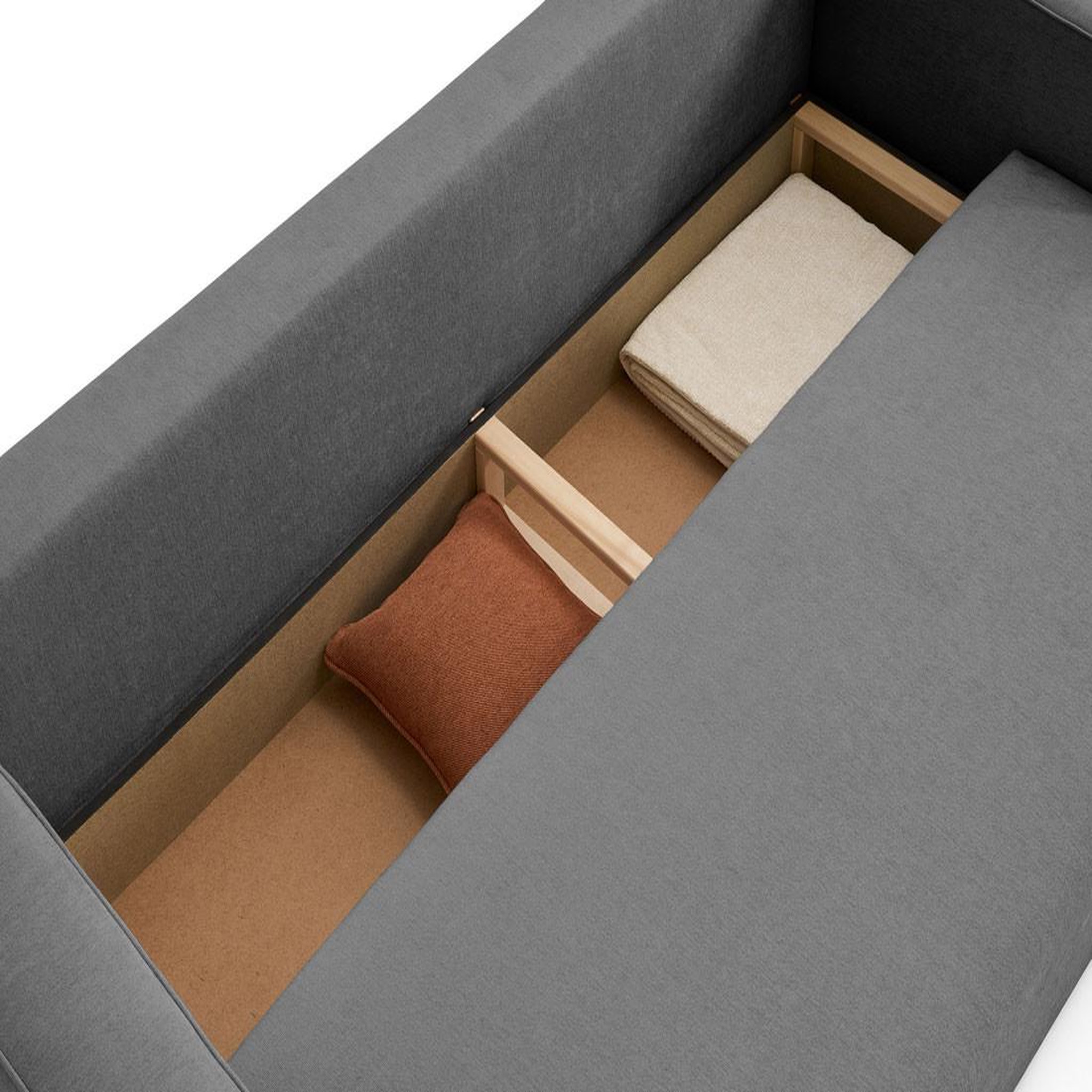 Voir la diapositive 4 : BEST MOBILIER Topaze - canapé 3 places - convertible avec coffre - en tissu