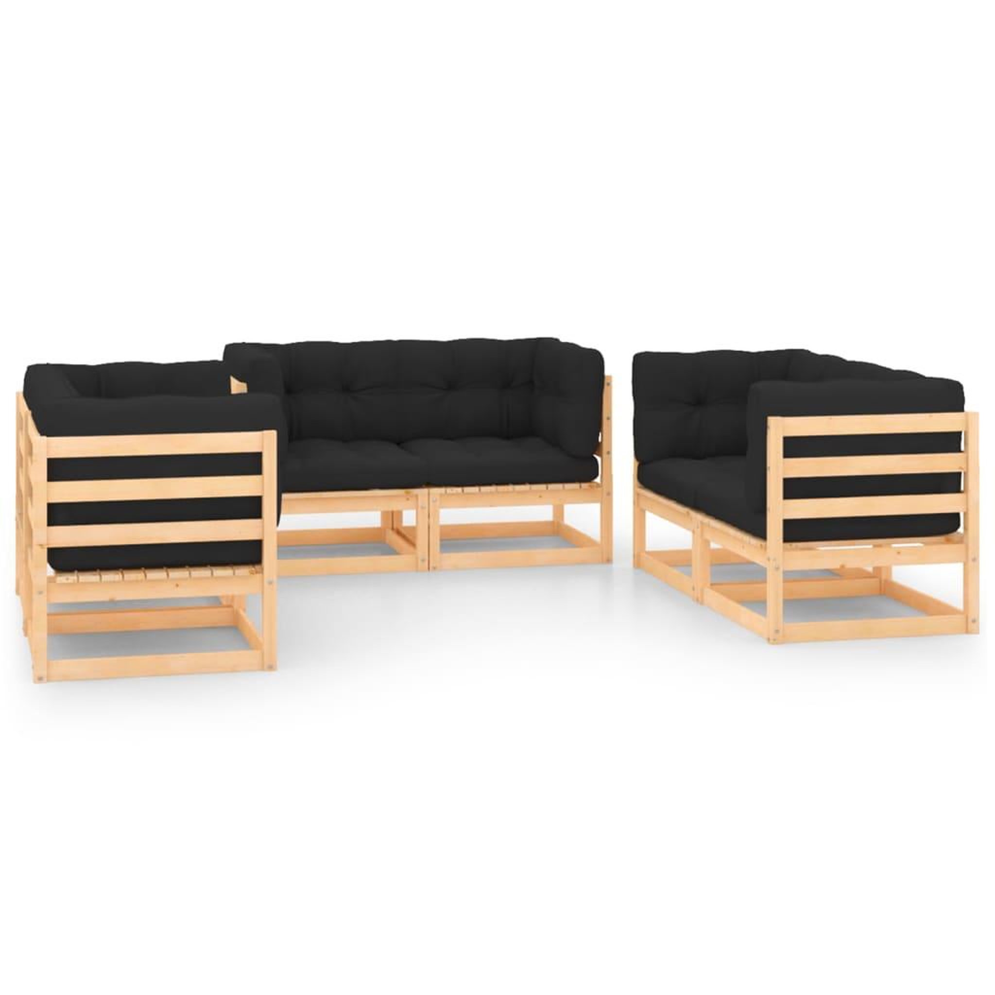 Voir la diapositive 1 : VIDAXL Salon de jardin 6 pcs avec coussins Bois de pin massif