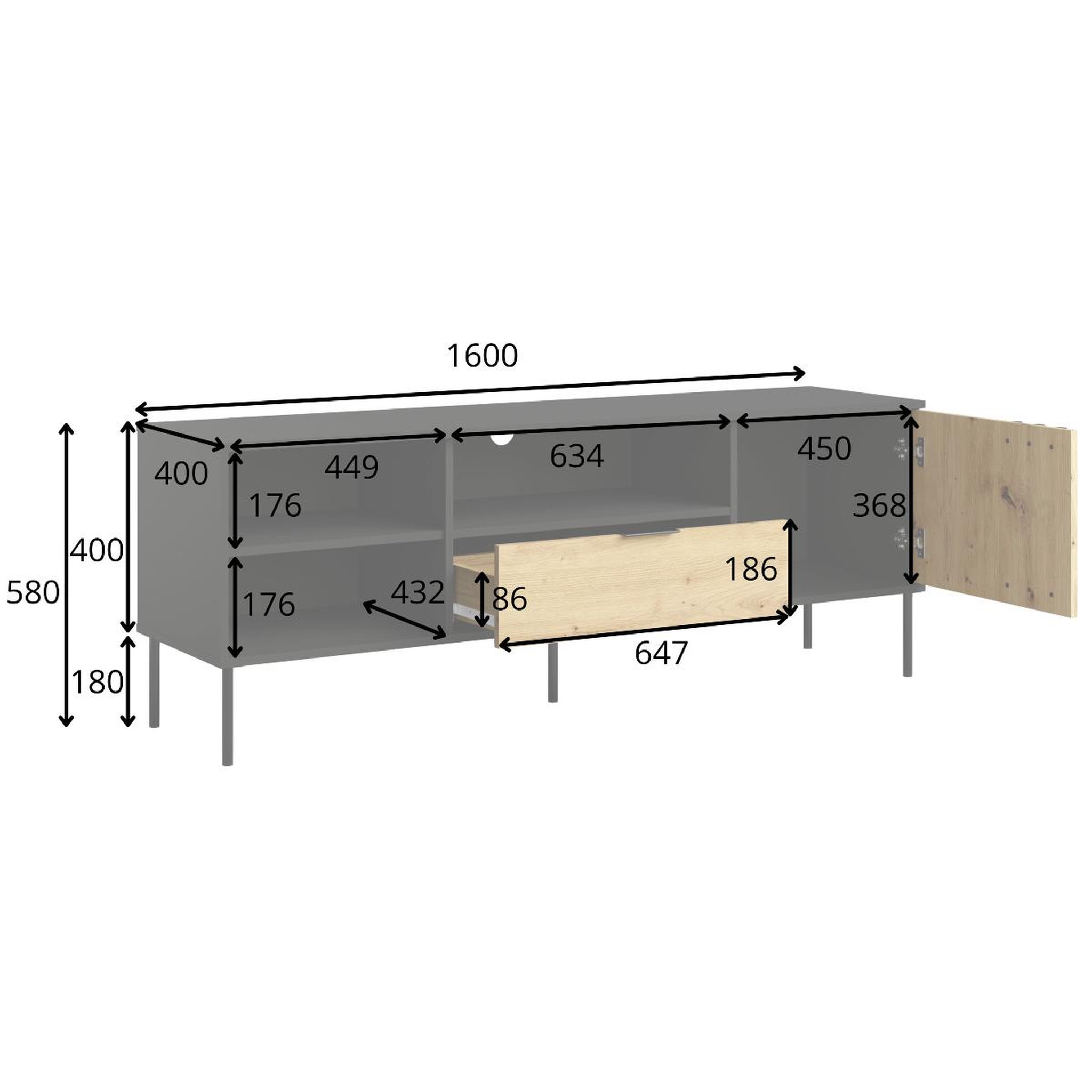 Voir la diapositive 6 : JLC KREATION Meuble tv moderne beige et bois 160cm irina