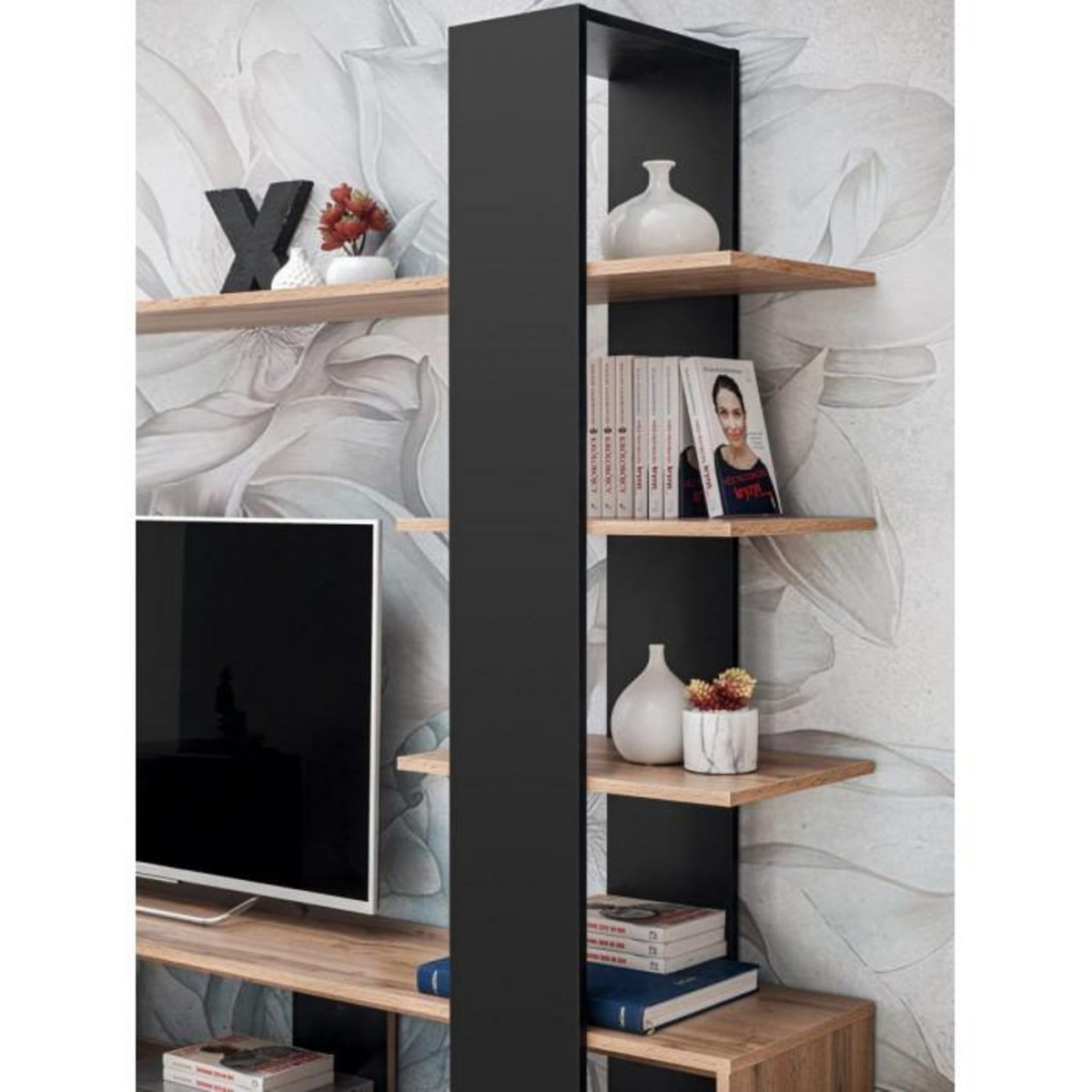 Paris Prix Ensemble Meuble TV Design  Eko  190cm Naturel & Noir