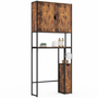 Voir la diapositive 1 : ID MARKET Meuble WC 3 en 1 avec armoires de rangement bois foncé DAYTON design industriel