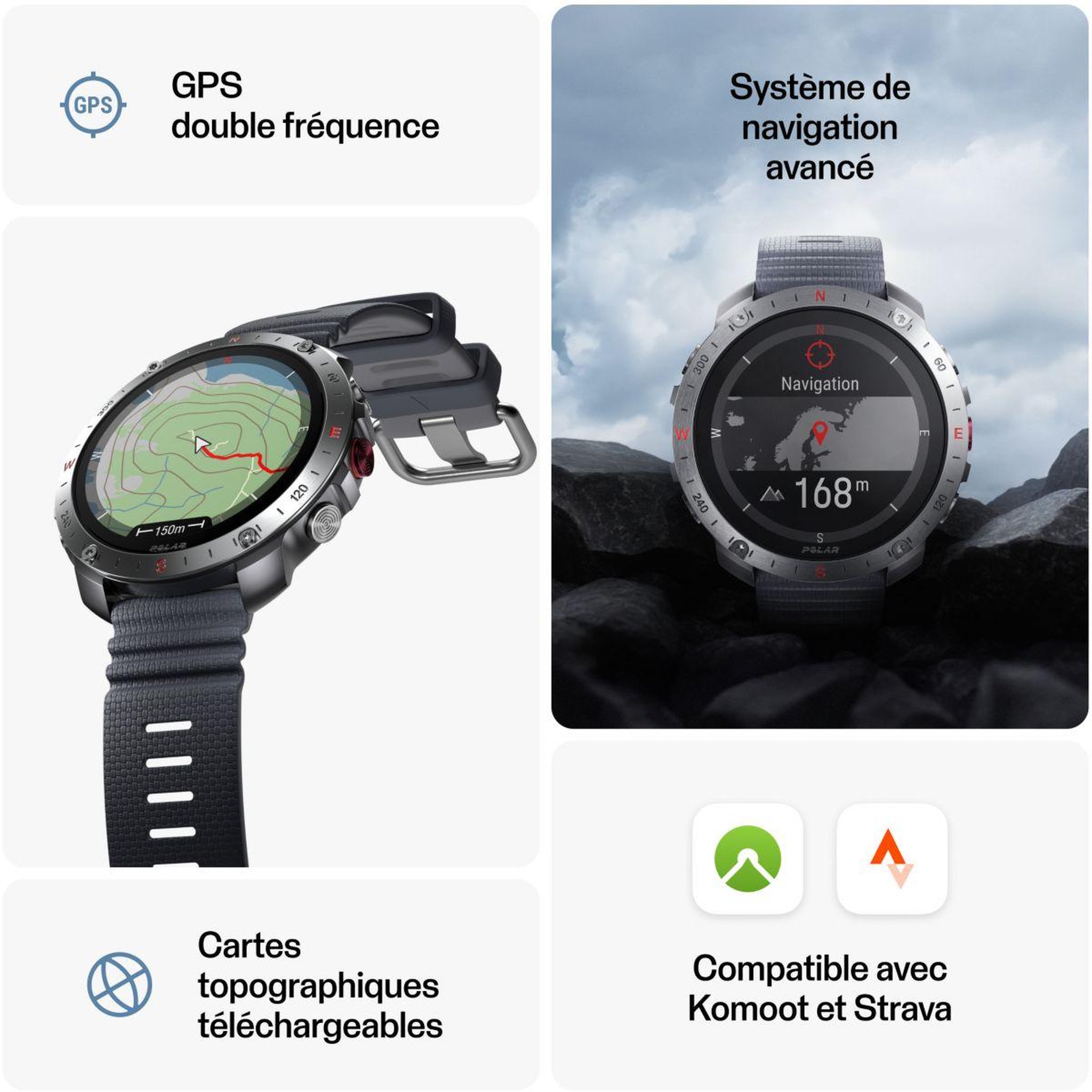 Voir la diapositive 3 : POLAR Montre sport grit x2 pro stone grey s-l