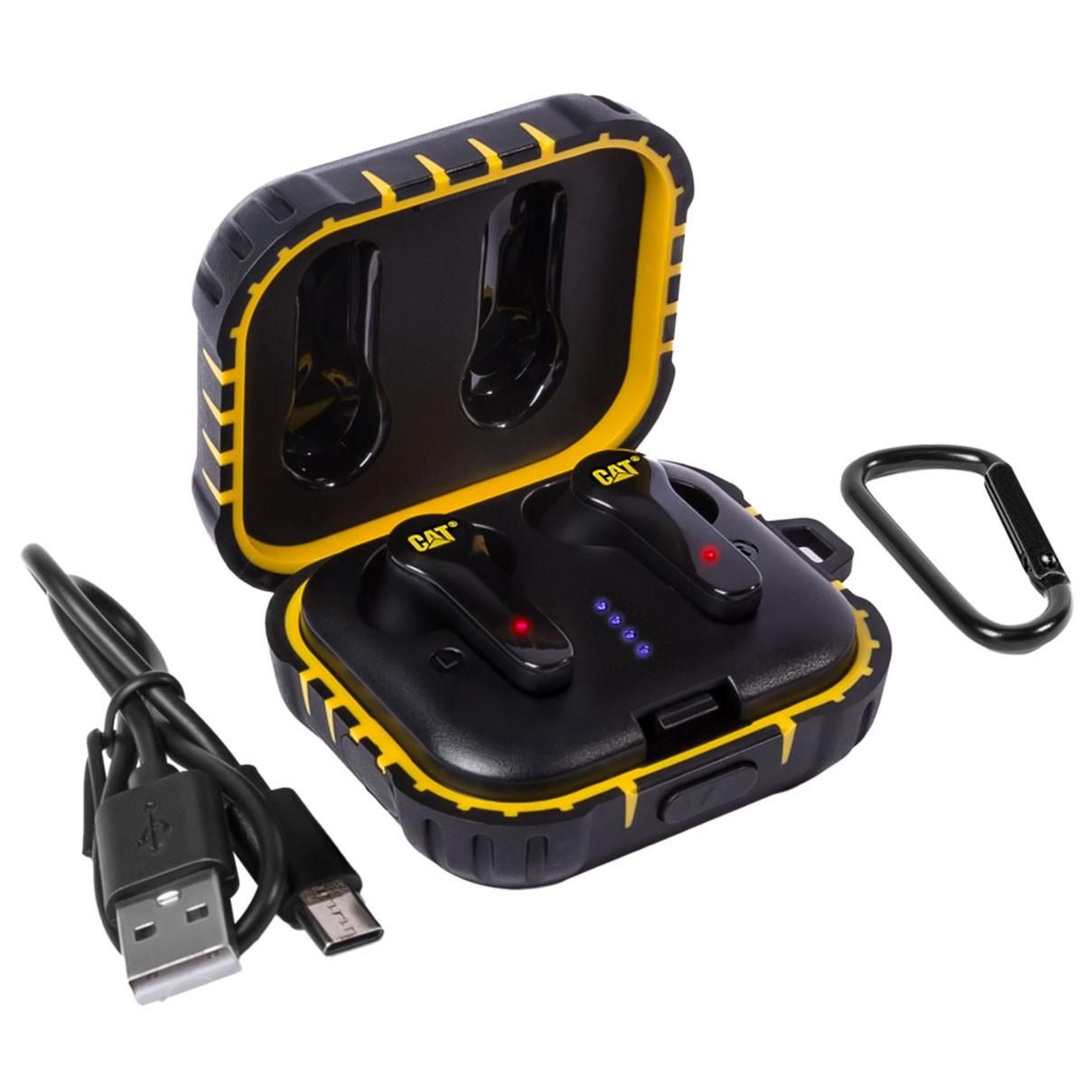 caterpillar Ecouteurs sans fil Bluetooth noir Réduction de bruit Portée 10m autonomie 4-5h IP55 IOS Android CAT