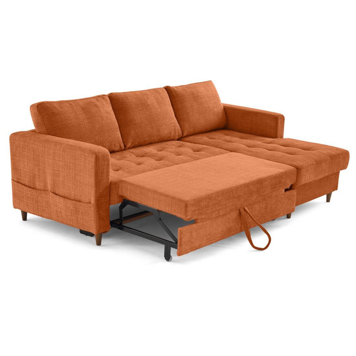 LISA DESIGN Anna - canapé d'angle droit 4 places convertible avec coffre en velours texturé