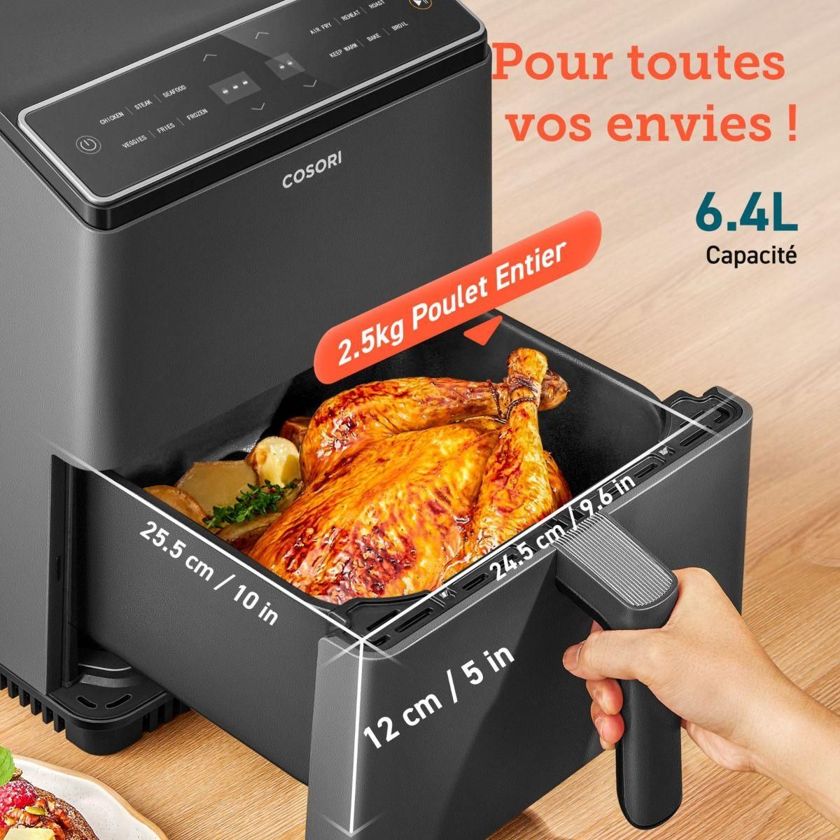 COSORI Friteuse sans huile Dual Blaze Noir + grille