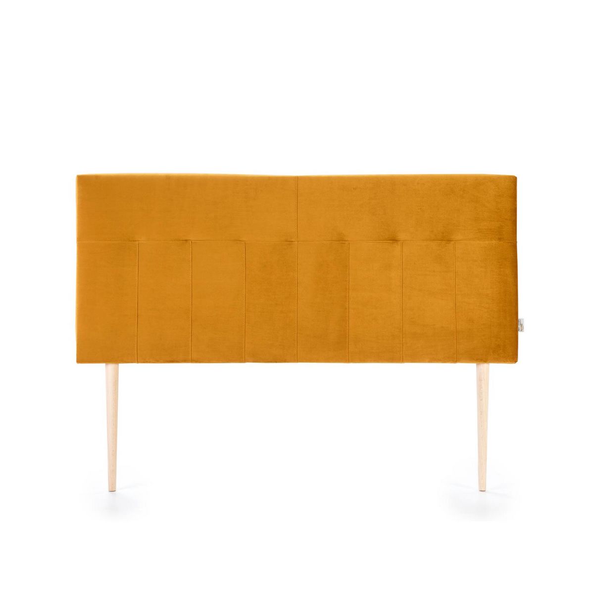 MARCKONFORT Tête de lit tapissée Napoles 140x100 cm Moutarde, Velours, Pieds en Bois