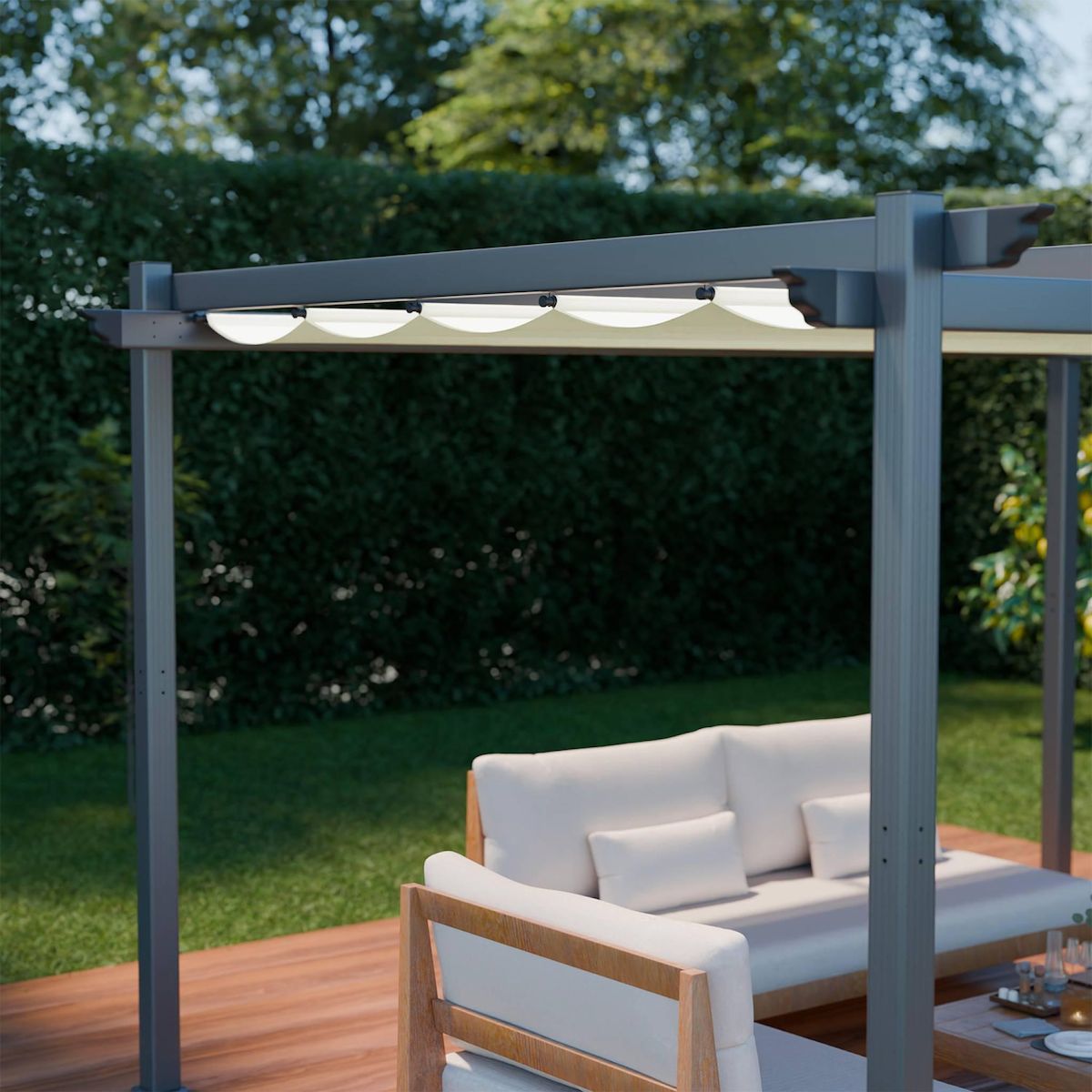 SWEEEK Pergola aluminium - Isla 3x4m - Tonnelle idéale pour votre terrasse, toit rétractable, toile coulissante, structure aluminium