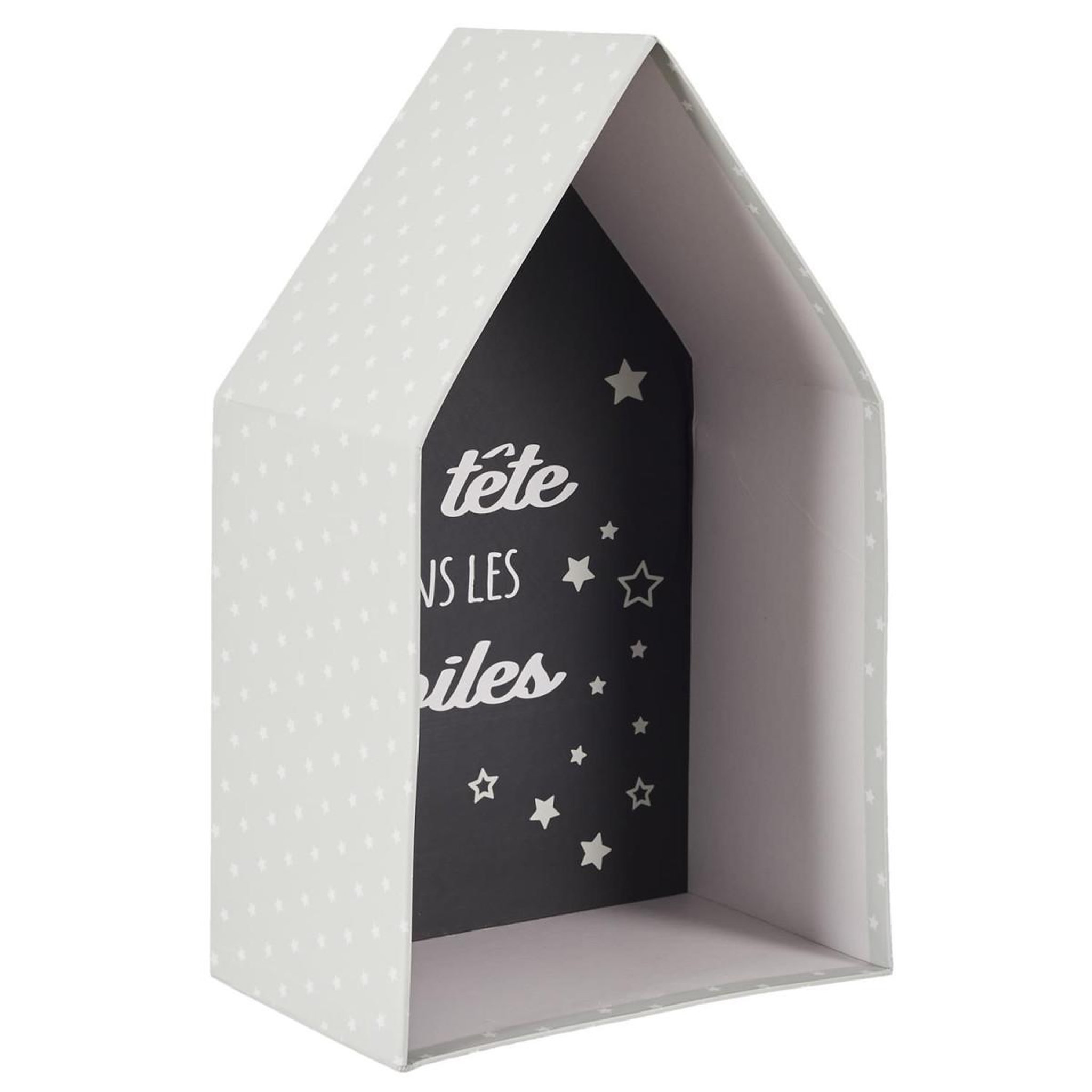 Voir la diapositive 3 : HOME DECO KIDS Lot de 3 boîtes gigognes  maison garçon  32cm gris