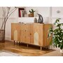 Voir la diapositive 1 : LISA DESIGN Milazzo - buffet bas - bois plaqué chêne et cannage - 3 tiroirs et 2 portes - 160 cm