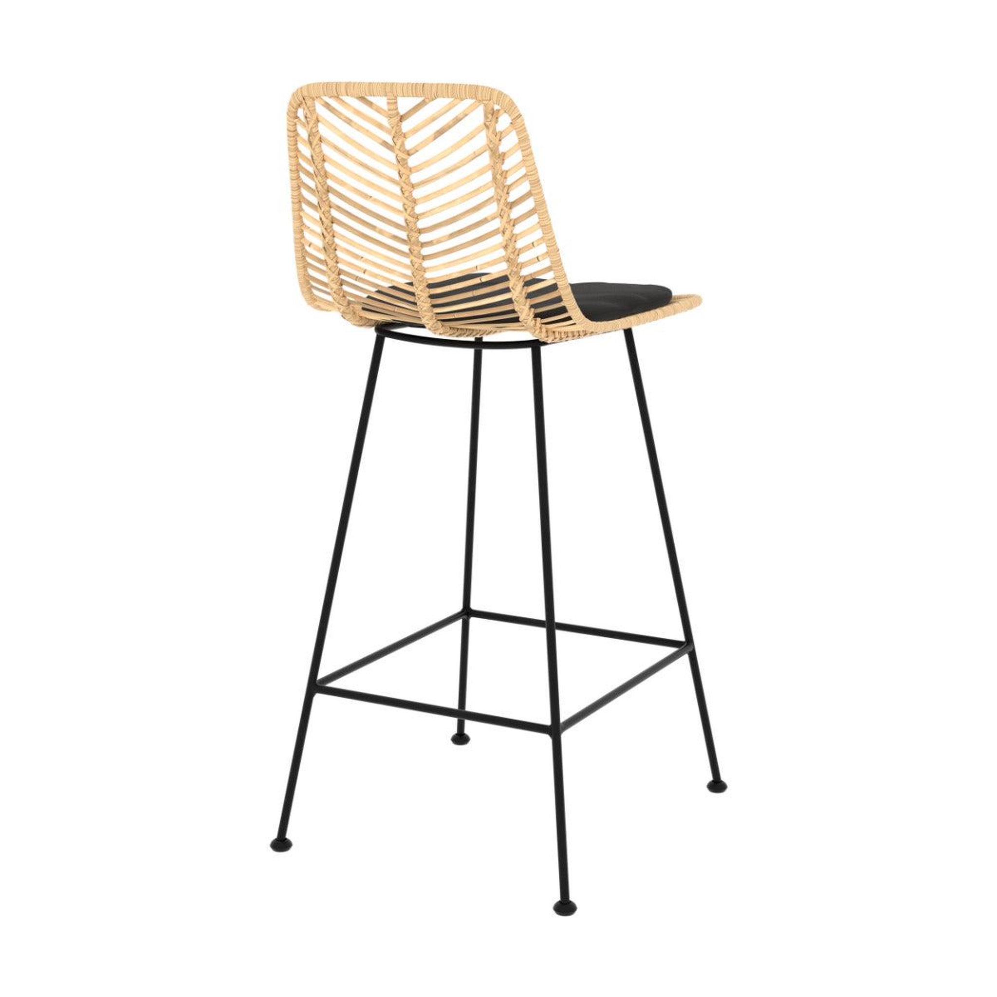 Voir la diapositive 6 : MAISON PAVANE Lot de 2 chaises pour îlot central 66 cm en rotin naturel et noir-tamara