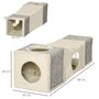 Voir la diapositive 3 : PAWHUT Tunnel grattoir niche modulable pour chat 3 en 1 - jeu balle suspendue - 4 entrées - peluche beige sisal grège