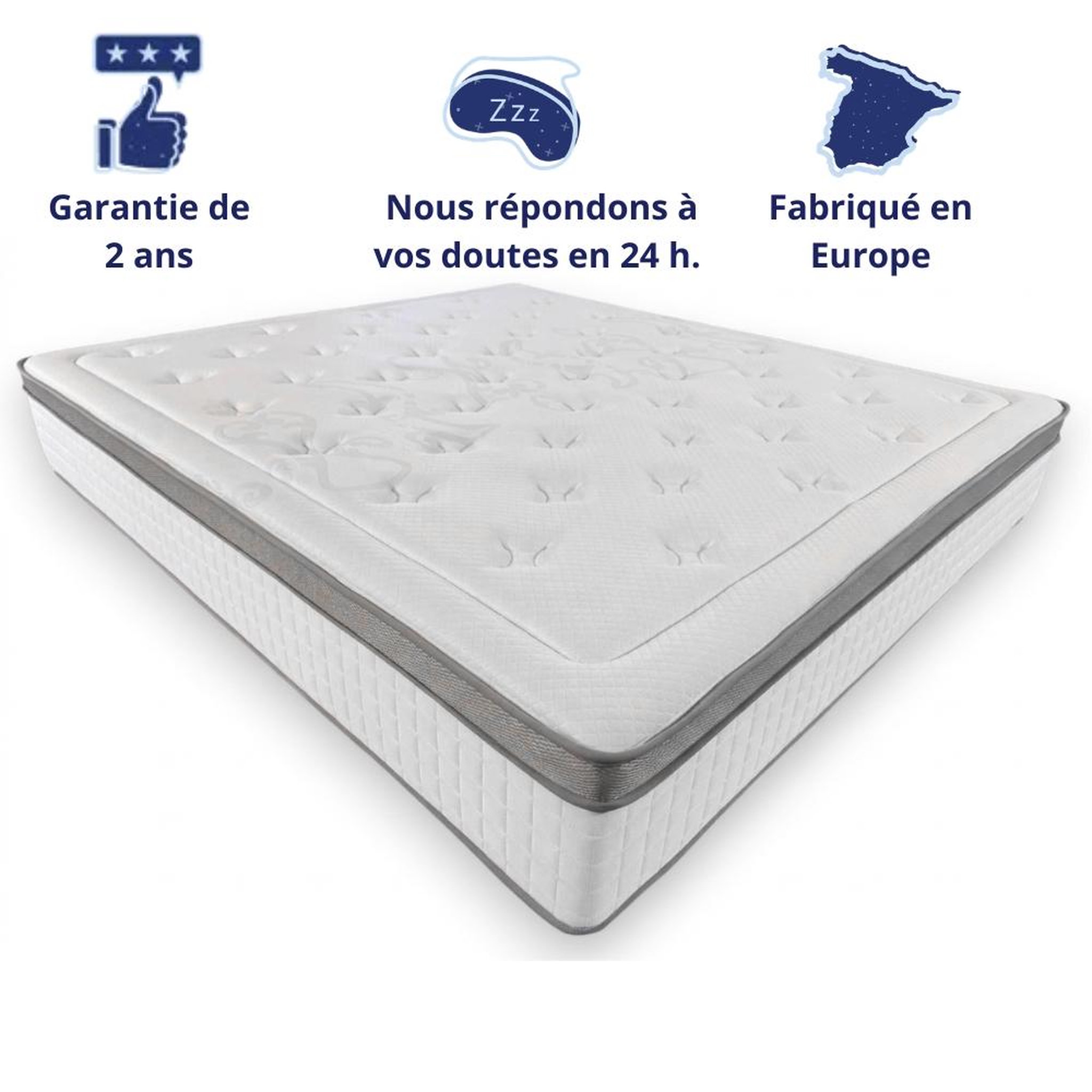 Voir la diapositive 6 : DAGOSTINO HOME Matelas ressorts ensachés - ferme - réversible - côté été/hiver - h25 cm