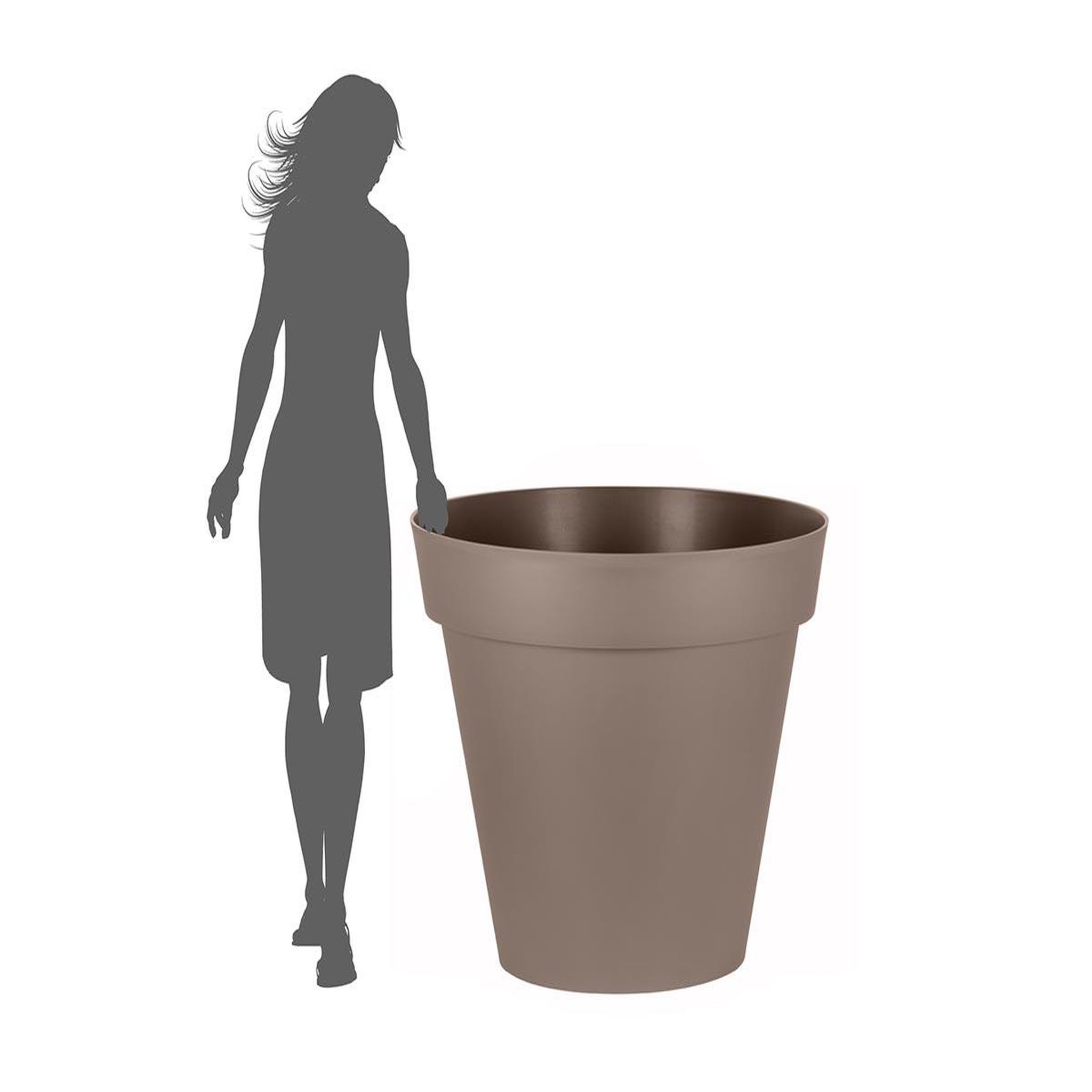 Voir la diapositive 3 : Eda Pot de fleur rond Toscane Ø 100 x H.79 cm - Taupe - Eda