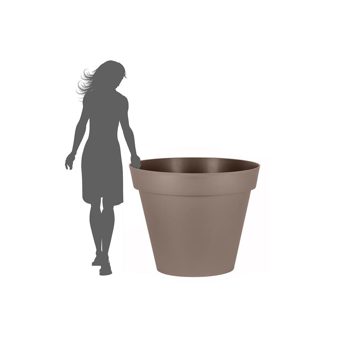 Eda Pot de fleur rond Toscane Ø 100 x H.79 cm - Taupe - Eda