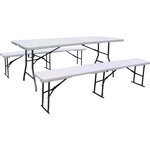 Habitat et Jardin Ensemble Table de jardin pliante + 2 Bancs pliants   Foldy  - Blanc