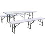 Voir la diapositive 1 : Habitat et Jardin Ensemble Table de jardin pliante + 2 Bancs pliants   Foldy  - Blanc