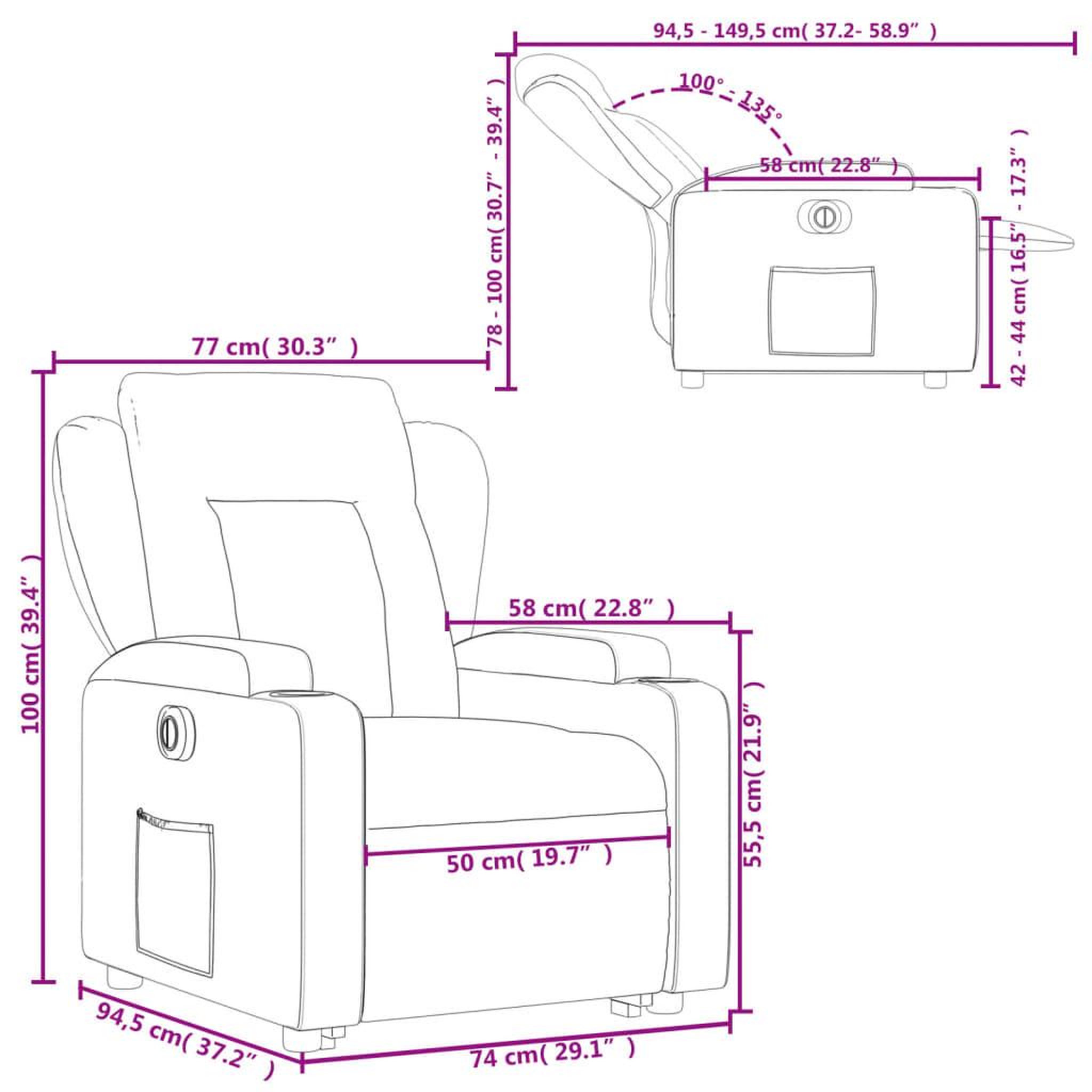 Voir la diapositive 6 : VIDAXL Fauteuil inclinable electrique vert fonce tissu