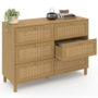 Voir la diapositive 4 : ID MARKET Commode 6 tiroirs HANAE 115 cm effet naturel cannage