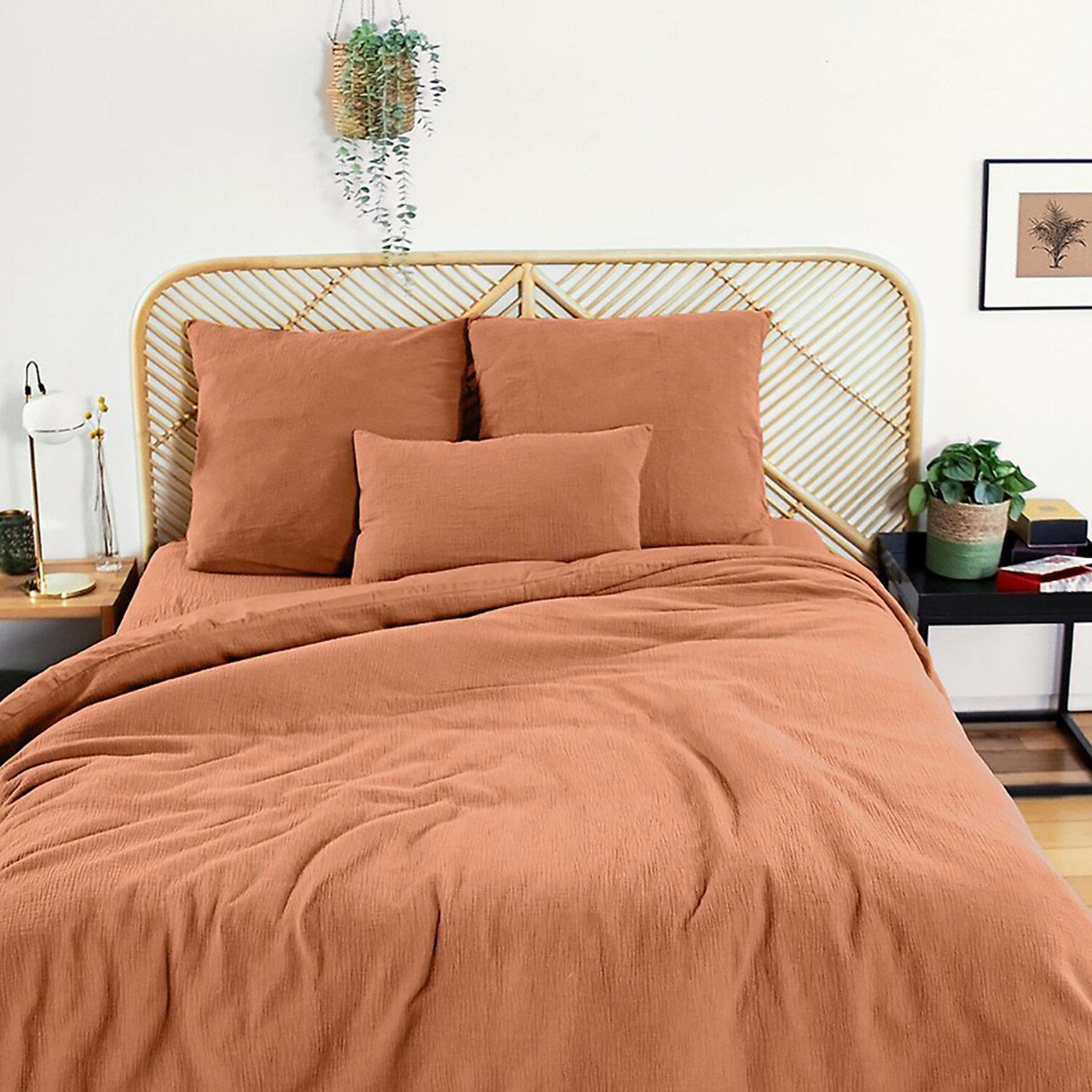Voir la diapositive 2 : Home collection Parure housse de couette 100% gaze de coton 57 fils - kaki