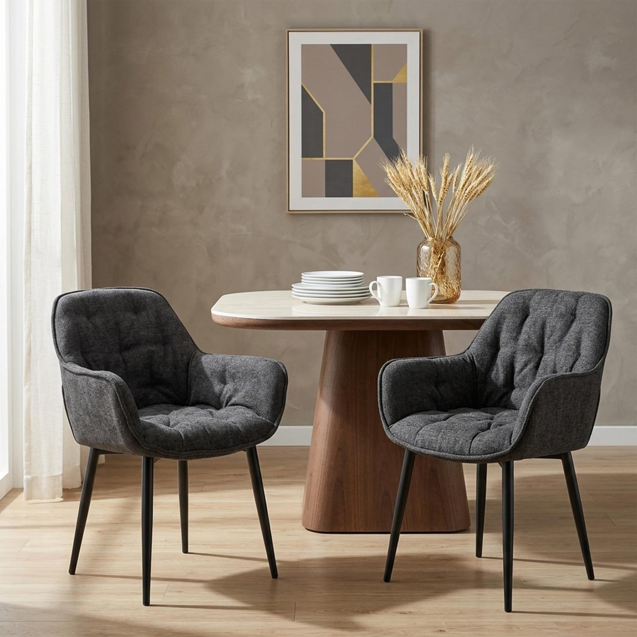 Voir la diapositive 2 : IDIMEX Lot de 2 chaises ARDEN de salle à manger en tissu