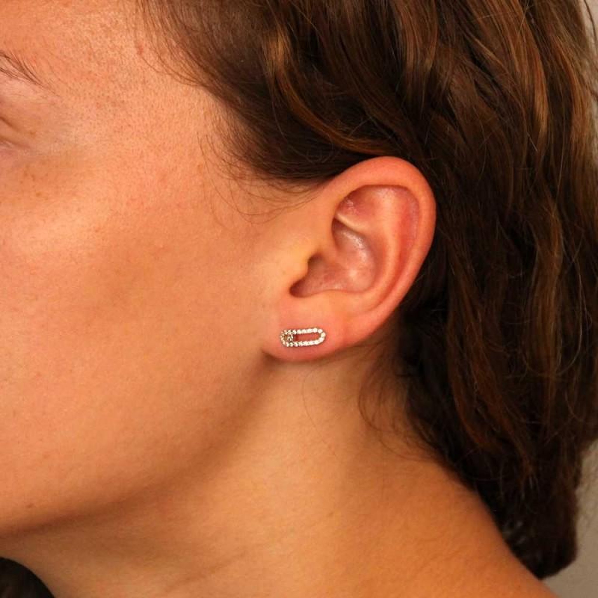 Voir la diapositive 3 : L'ATELIER D'AZUR Boucles d'Oreilles Or Jaune Pavées de Zirconiums - Femme