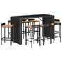 Voir la diapositive 3 : VIDAXL Ensemble de bar jardin 9 pcs noir poly rotin/bois massif acacia