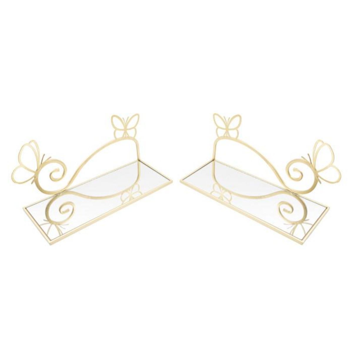 Paris Prix Lot de 2 Tables de Chevet Murales  Butterfly  41cm Or